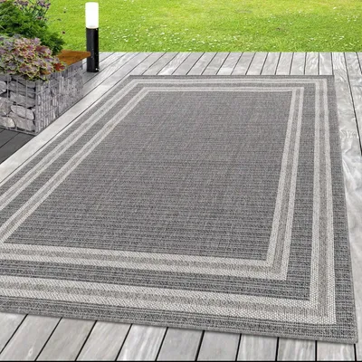 Sisal Outdoorteppich, niedriger Flor, 120x170 cm, grau