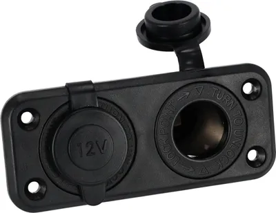 Produktbild von Doppelsteckdose für den Einbau auf dem Boot oder im Wohnmobil mit wassergeschützen Abdeckkappen12V, 20 A