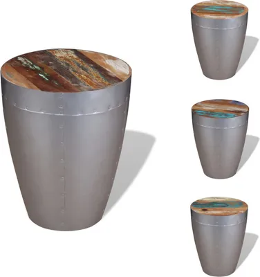 Image de vidaXL Tabouret au design industriel rétro Vieux bois - Chaises pliantes & tabourets