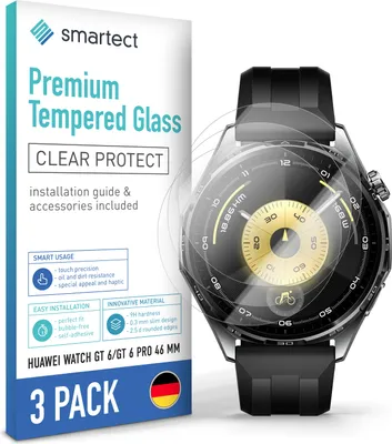 Produktbild von 3x Schutzglas Panzerfolie Klar Huawei Watch GT 6 / GT 6 Pro 46mm Displayschutz