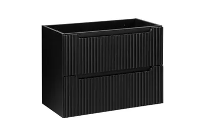 Immagine prodotto di Mobile Da Bagno 80 Cm Nero Opaco Scanalato 2 Cassetti Moderno