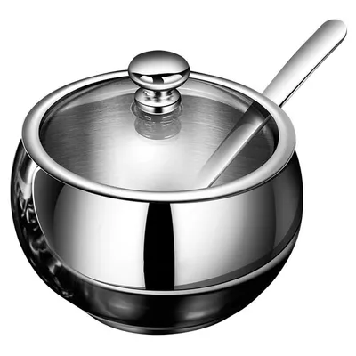Produktbild von Zuckerdose mit Löffel Edelstahl,Ideal für Zucker,Gewürze etc