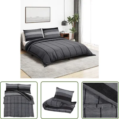 Produktbild von The Living Store Bettwäsche-Set Dunkelgrau 140x200 cm Baumwolle