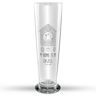 Produktbild von Mr. & Mrs. Panda Bierglas Vogel Haus - Transparent - Geschenk, Home Sweet Home, Familie, Wohnung, Bier Glas, Trinkglas, Lustige Sprüche, Vögel, Zuhause, Glasbecher