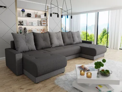 Obrázok produktu pre Rozkladacia sedačka do U NORRA - svetlá šedá / tmavá šedá