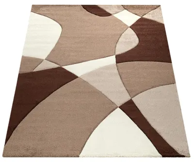 Produktbild von Teppich Wohnzimmer Kurzflor Modern 3D Look Konturenschnitt Abstraktes Muster Grösse 80x300 cm
