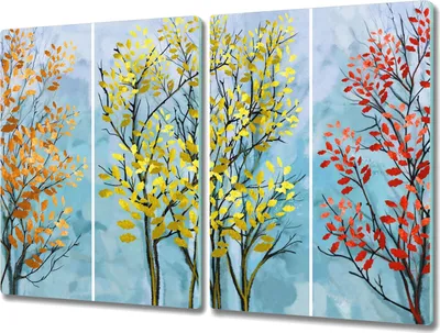 Produktbild von Coloray Schneidebrett Herdabdeckplatte 2x40x52 cm Kochplattenabdeckung Hackbrett Küchenbrett - Baum Blätter Zweige