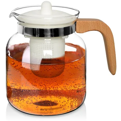Productafbeelding van Konvička Koopman met schenktuit, glas/hout, 12x16 cm, 1,5 liter, transparant/bruin