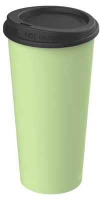 Produktbild von Mehrweg-Kaffeebecher grün/schwarz aus 100% recycelbarem Material, spülmaschinengeeignet