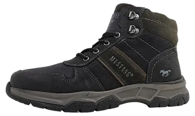 Image de Bottines à lacets noires pour hommes, marque Mustang, modèle décontracté