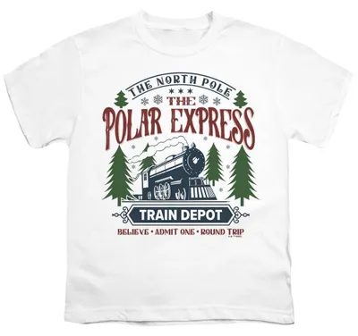 Immagine prodotto di Maglietta per bambini, "Stazione del Treno", ispirata al film "Il Polo Express" (codice TV37473, taglia 104), colore bianco