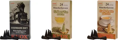 Produktbild von KNOX Räucherkerzen Eisenbahnduftset - Kaffeefahrt - 3er Set - je 24 Stück - für Reiseträumende und Wohlfühler