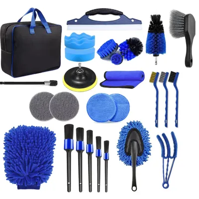 Produktbild von Autowaschbürsten, Auto-Reinigungsmittel, 27-tlg Auto Reinigungsset, Reinigungs-Set, Autowaschbürste, Autopflege Set, mit Poliertuch