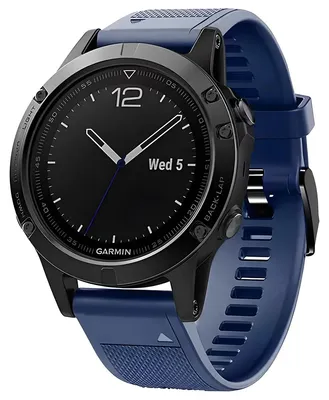 Produktbild von Silikonarmband für Garmin QuickFit 22 mm, Bizon Strap Watch Silicone Plus, Dunkelblau