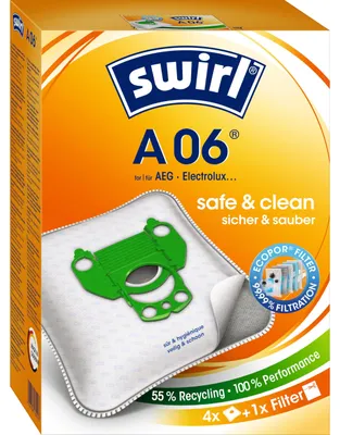 Produktbild von Swirl Staubbeutel A06, Staubbeutel, Weiß, AEG, Electrolux, Progress, Volta, 4 Stück(e)