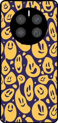 Produktbild von Smartphonica Telefon Fall geeignet für Huawei Mate 50 Pro mit Smiley Druck - TPU zurück Abdeckung Fall Emoji Design - lila gelb