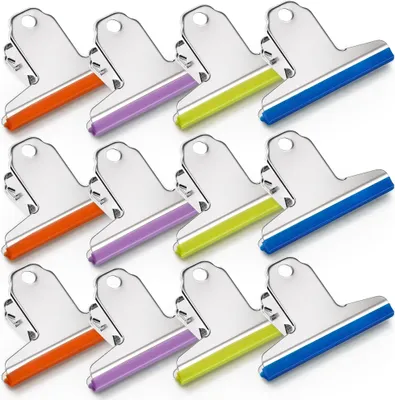 Productafbeelding van Set van 12 Metalen Sluitclips met Silicone Rand