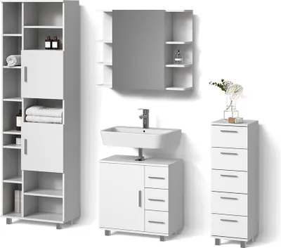 Immagine prodotto di Set di mobili da bagno Livinity Eisak Bianco 4 parti, Model 53045