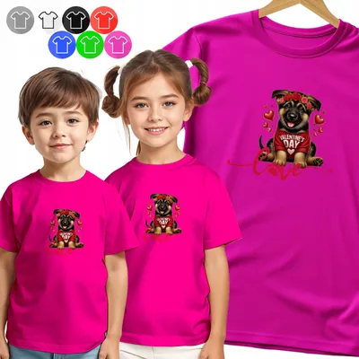 Zdjęcie produktu dla Koszulka Dziecięca T-Shirt - Mops Walentynki Serce Dla Dzieci - Xxs