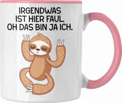 Produktbild von Trendation - Faultier Grafik Tasse Lustiger Spruch Bürotasse mit Spruch Geschenk Kollege Kollegin Faul (Rosa)