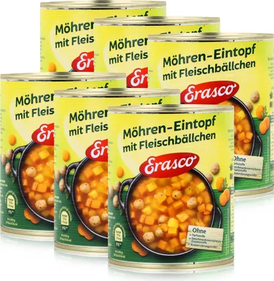 Produktbild von Erasco Möhren-Eintopf mit Fleischbällchen 800g Fertigessen (6er Pack)