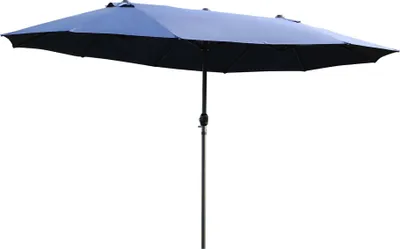 Produktbild von Doppelsonnenschirm – 455 × 270 cm, Gartenschirm mit Handkurbel, oval, stabil, Metallstange, Marktschirm, Sonnenschutz für Strand, Balkon, Terrasse oder Garten, Blau