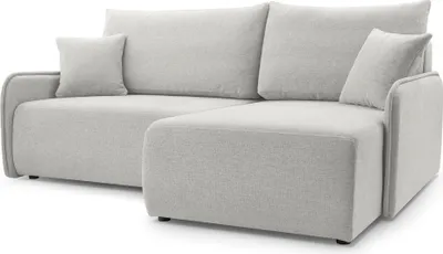 Image de Selsey Netarro - Canapé d'angle avec fonction sommeil, coffre de lit et housse chenille, beige gris, droite