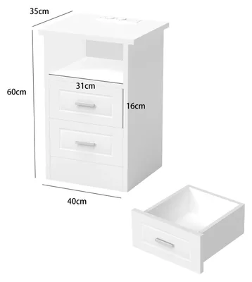 Produktbild von Smarter Nachttisch - Beistelltisch Schlafzimmer - USB-Ladestation - LED-Beleuchtung - 2 Schubladen - 60 cm Höhe - Spanplatte - Weiß