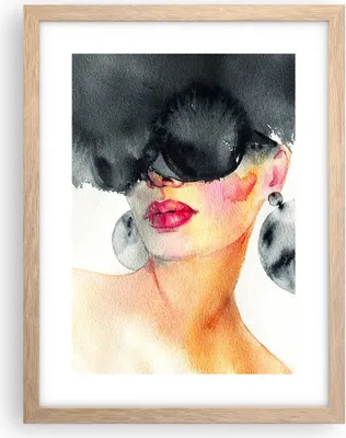 Produktbild von Gerahmtes Poster - Rahmen in heller Eiche - Aquarell Modell Brille - 30x40 cm - Wand Bild - Wanddeko - Wandbilder - Kunstposter - Wandposter - Bilderrahmen - Bilder - Kunstdruck - P2NPA30x40-4678
