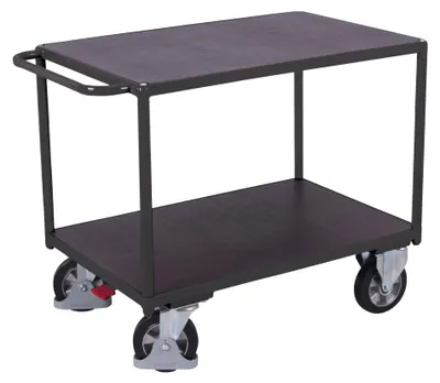 Produktbild von VARIOfit Schwerlast Tischwagen mit Schiebegriff und 2 Ladeflächen 1195x800mm Anthrazitgrau RAL 7016