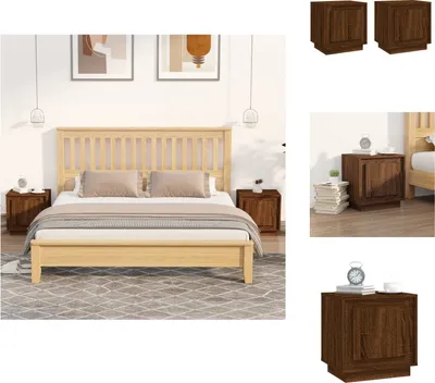 Produktbild von vidaXL Nachttische 2 Stk. Braun Eichen-Optik 44x35x45 cm Holzwerkstoff -  Nachttische