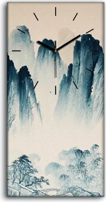 Produktbild von Küchenuhr Bürouhr Leinwand Uhr 30x60 Chinesische Landschaft AquarellMalerei - schwarze Hände