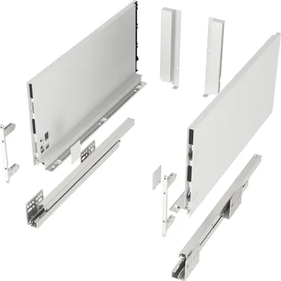Produktbild von Schubkastensystem JUNKER SLIM weiß Höhe: 199 mm Tiefe: 450 mm belastbar bis 40 kg Soft-Close Küchenschublade mit 13 mm schlanken Schubladenzargen