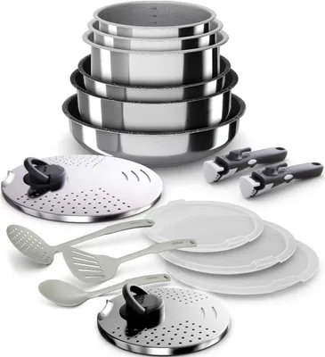 Imagen del producto de Juego de cocina de 16 piezas con ollas apilables y mangos