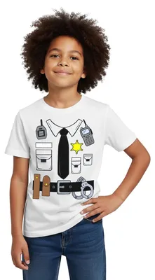 Produktbild von Spreadshirt Polizei Kostüm Karneval Kinder T-Shirt, 122/128 (7-8 Jahre), Weiß