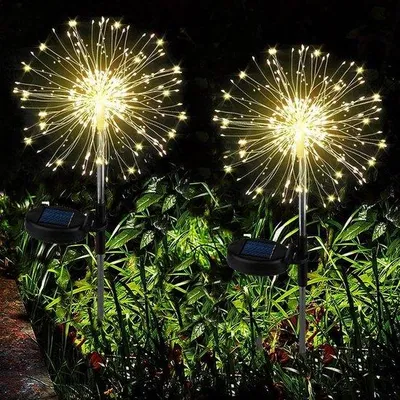 Obrázok produktu pre Súprava solárnych svietidiel na terasu – 2 ks po 120 LED, solárne svietidlá na chodníky, odolné voči poveternostným vplyvom, Paardenbloem, vhodné do kvetináčov a do vonkajšej záhrady
