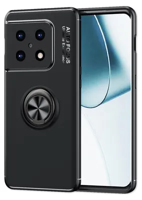 Produktbild von Matt-Schwarze Ringhülle für OnePlus 10 Pro - Handy Silikon Hülle Smartphone Case Schwarz