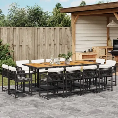Produktbild von Möbel 13-tlg. Garten-Essgruppe mit Kissen Schwarz Poly Rattan - Gartenmöbelset 3211587