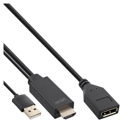Obrázok produktu pre InLine 17168P, 0,3 m, Typ HDMI (štandard), DisplayPort, Samec, Samica, Priamy