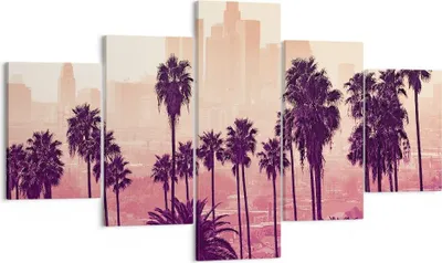 Produktbild von Bild auf Leinwand - Leinwandbild - 5 Teile - Elche Angeles Palmen - 125x70cm - Wand Bild - Wanddeko - Wandbilder - Leinwanddruck - Bilder - Wanddekoration - Leinwand bilder - Wandbild - EA125x70-4285