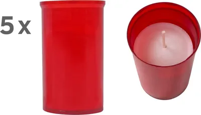 Image de 5x Bougie funéraire rouge Brûleur de jour Lumière funéraire Bougie de deuil Lampe funéraire Décoration funéraire