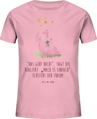 Produktbild von Mr. & Mrs. Panda Kleinkinder T-Shirt Schwein Glück 9-11 Jahre (134/146) - Baumwolle Pink - Geschenk, Ziele, Shirts für Kinder, Kurzarm, Teenager, Lustige Sprüche, Bio