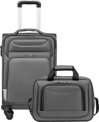 Produktbild von COOLIFE Handgepäck Koffer Set 2tlg Grau TSA-Schloss 4 Rollen Stoffkoffer