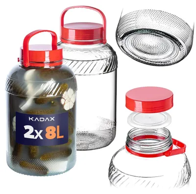 Obrázok produktu pre Sklenená nádoba KADAX Jar 8 l s vekom a uchom na nakladanie kapusty, balenie 2 ks