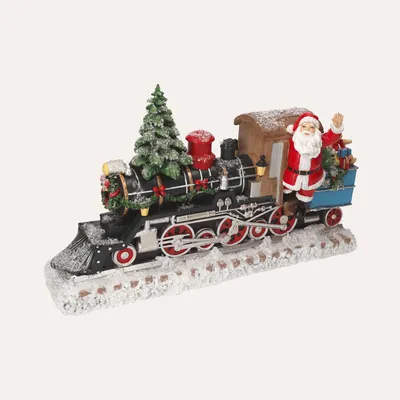 Produktbild von KEYHOMESTORE | Weihnachtszug-Statue aus Kunstharz, 47 x 30 cm
