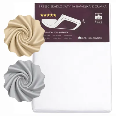 Produktbild von TEXTOM Mako-Satin Spannbettlaken 100% Baumwolle 200x220 cm Weiß für Matratzen bis 25 cm Steghöhe