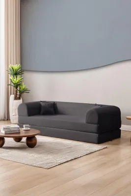 Productafbeelding van Hanah Home, 3-persoons slaapbank, antraciet, 100% ribfluweel, 190 cm