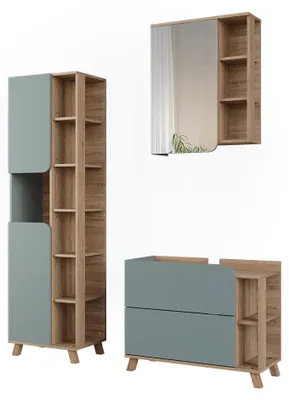 Produktbild von Badmöbel-Set Vicco Karen Blau/Sonoma 3 Teile, Model 65841