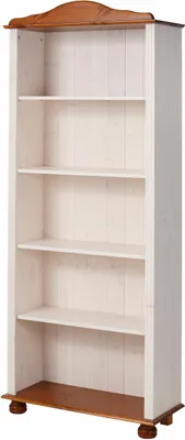 Produktbild von Bücherregal mit 4 Fachböden in Weiß / Honigkiefer