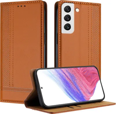 Obrázek produktu pro Pouzdro pro Samsung Galaxy S22 5G kožené flipové pouzdro s funkcí stojánku Hnědý